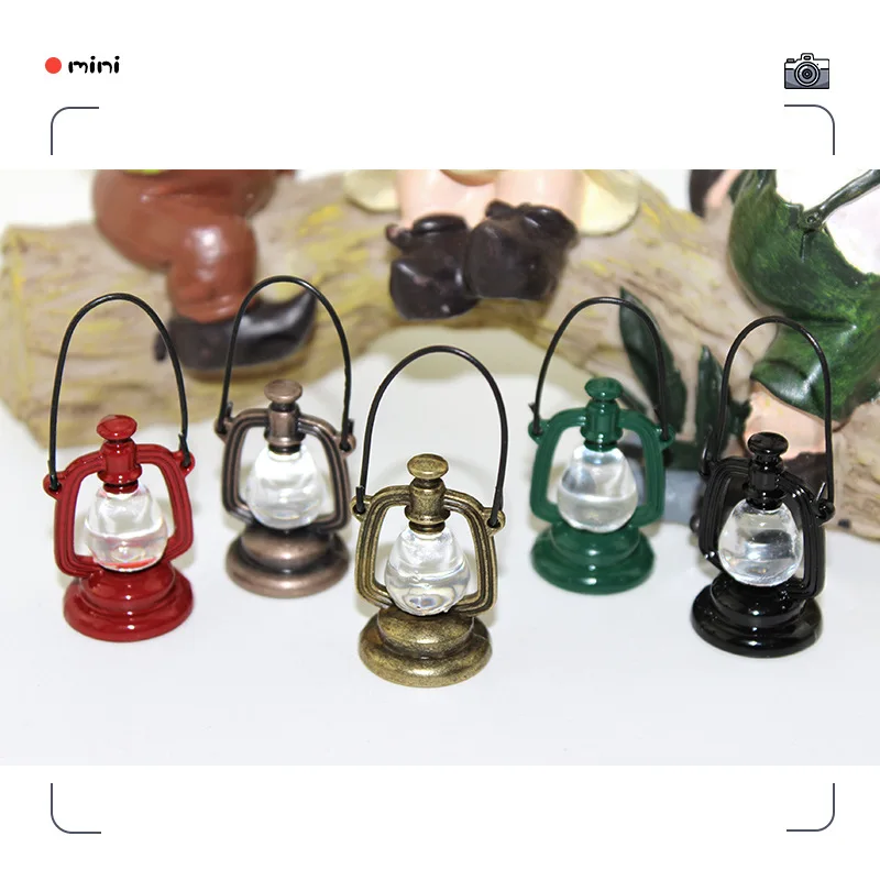 Miniature Food and Play Scene Model Doll House with Kerosene Lamp Nightlight Device Online Celebrity Mini Retro Oil Lamp Decor