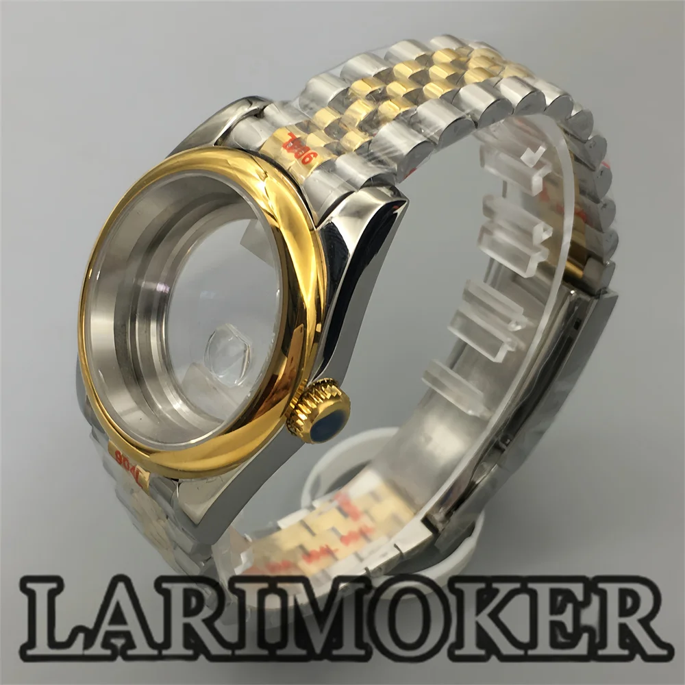 LARIMOKER 39mm kast saffierglas roestvrijstalen armband case voor NH35 NH36 ETA2824 PT5000 automatisch uurwerk