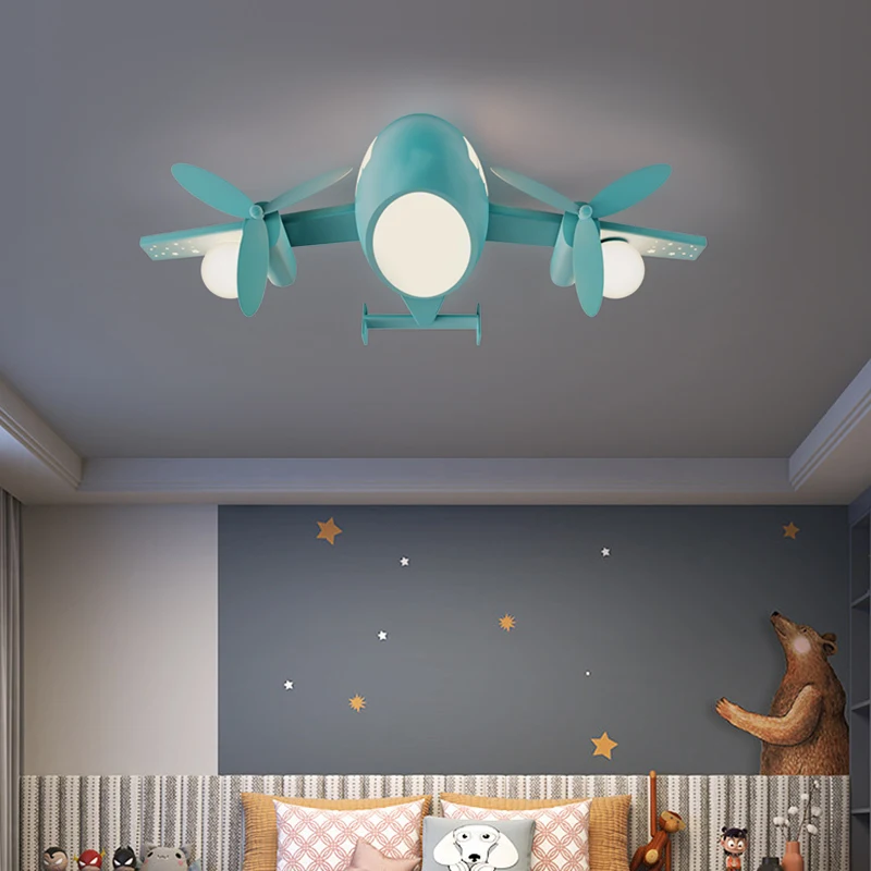 Imagem -04 - Desenhos Animados e Aviões Lustres Luzes Modernas Minimalistas Luz do Quarto de Criança Meninos e Meninas Iluminação do Quarto Luxo