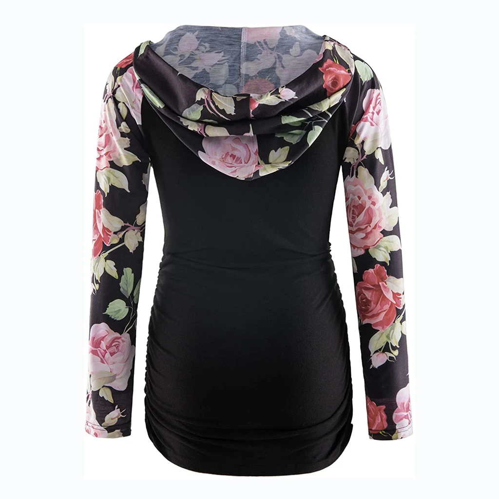 Frauen Mutterschaft Hoodies Gestreiften Druck Langarm V-ausschnitt Hoodie Sweatshirts Top Mama Schwangere Pflege Herbst Und Winter Kleidung – Detail 4