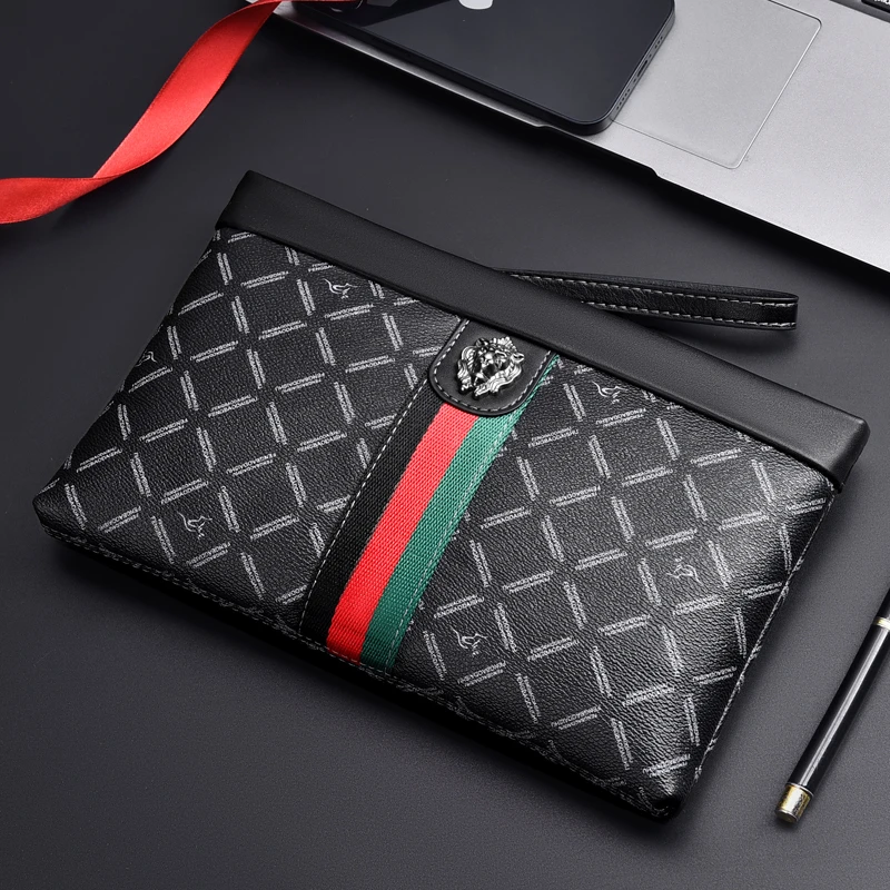 Luxury nae Men Striped checkered Clutches Bags Man Wallets Envelope Bag Purse Male Phone Bags Designer Men Bags Wristlets Bags