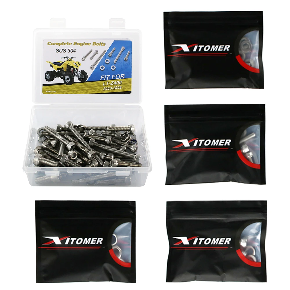 75PCS Motorcycle Stainless Engine Bolts Screws Kits Fit For SUZUKI LT-Z400 2003-2007 2008 2009 ATV Stainless Bolts Screw Kits