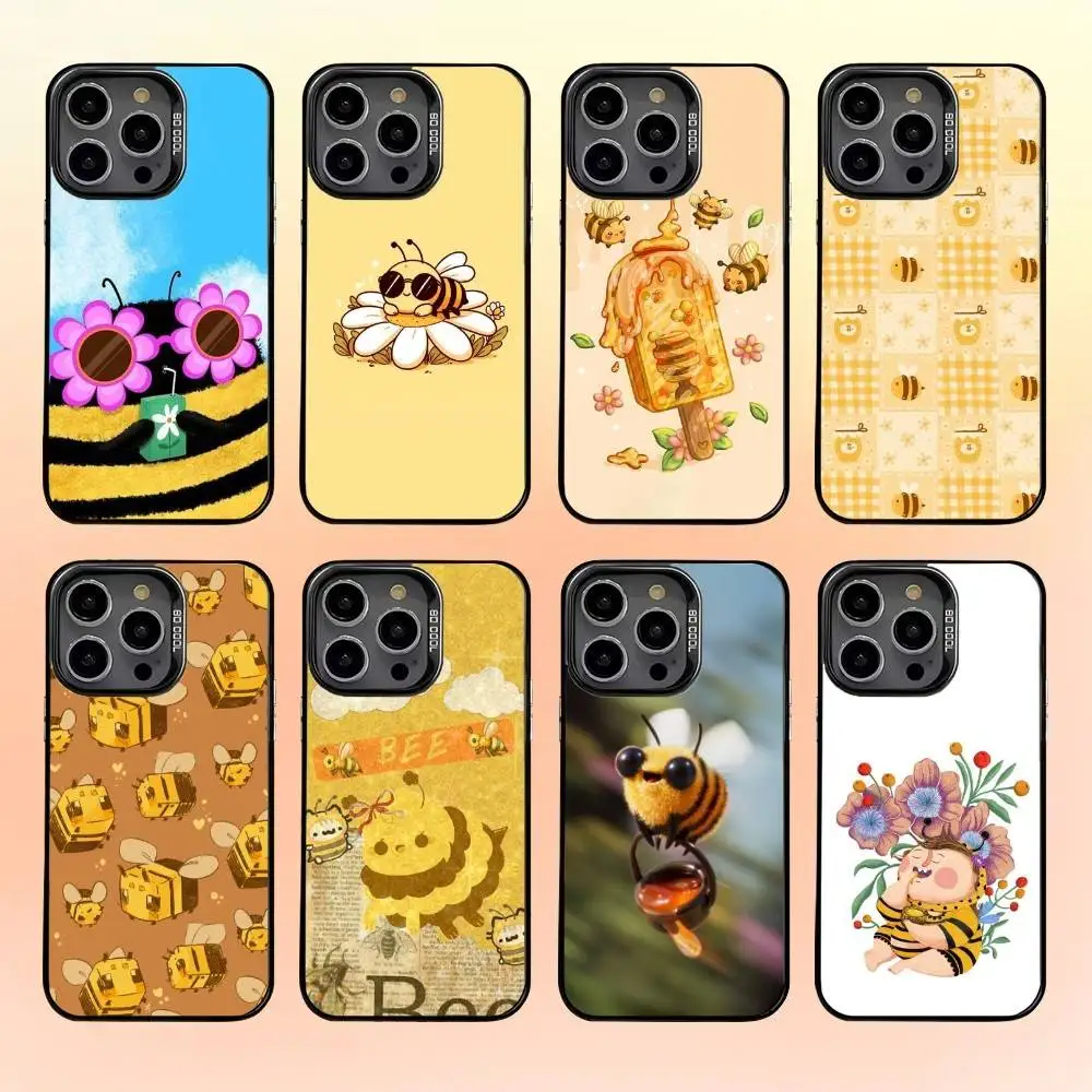 

Fashion Bee Phone Case For iPhone 16,15,14,13,12,11,Pro,MAX White Matte Shockproof Cover