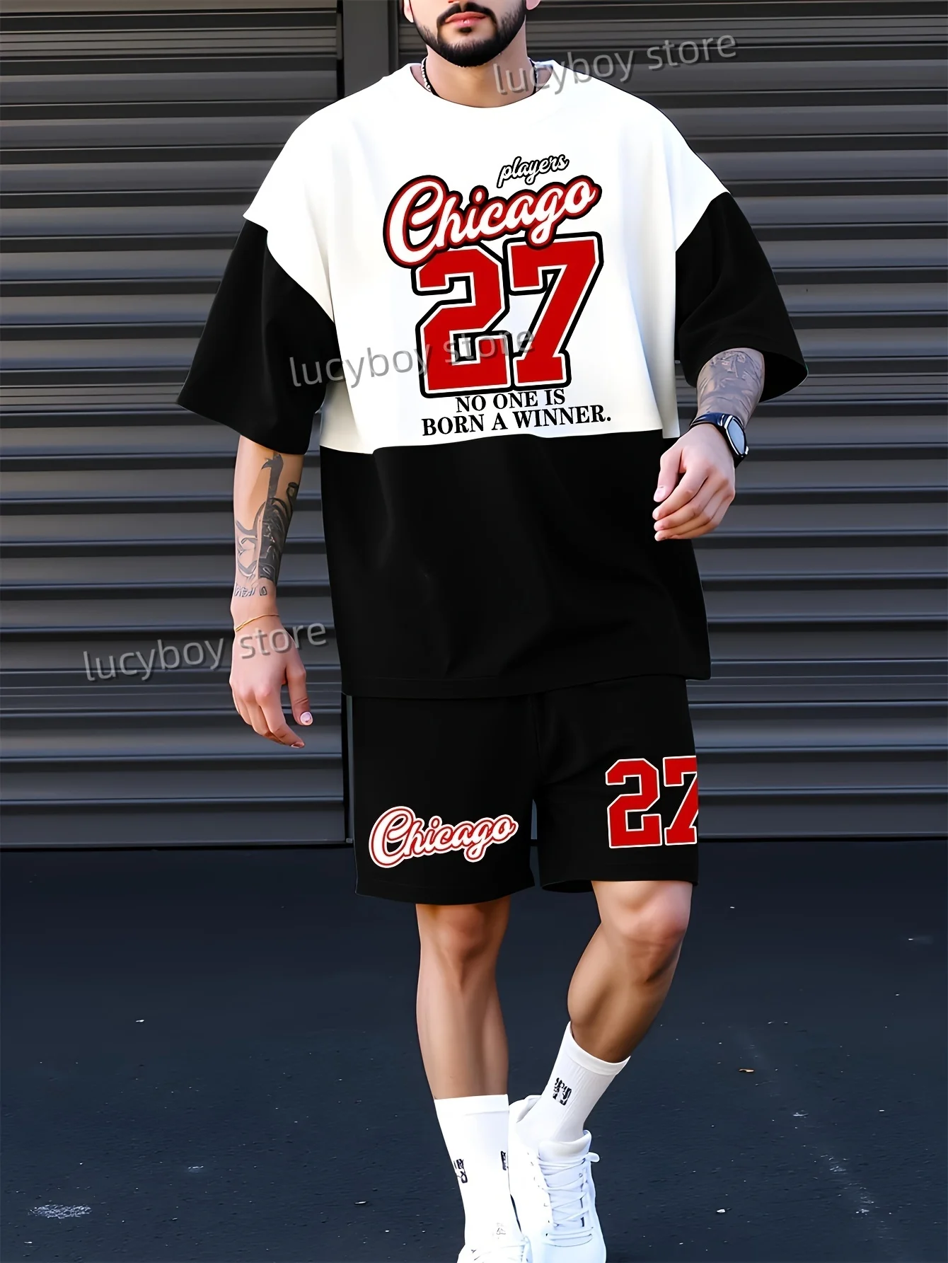 

27 Chicago Letter 3D Printed Sport T-shirt+shorts Suit Set Men Male Luxury Tracksuit Outfit Summer Oversized 2 Piece Set Clothes