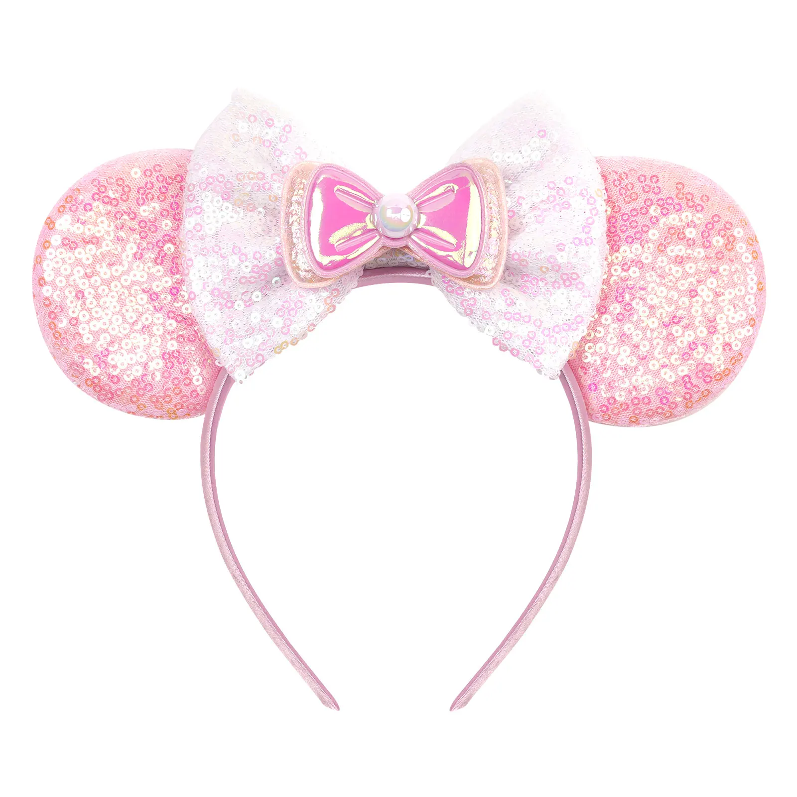 Meerjungfrauen-Mausohren-Stirnbänder, Meerjungfrauen-Serie für Damen, Party-Haaraccessoires, Charakter-Maus-Pailletten-Schleifen-Haarband, Kindergeschenke – Detail 11