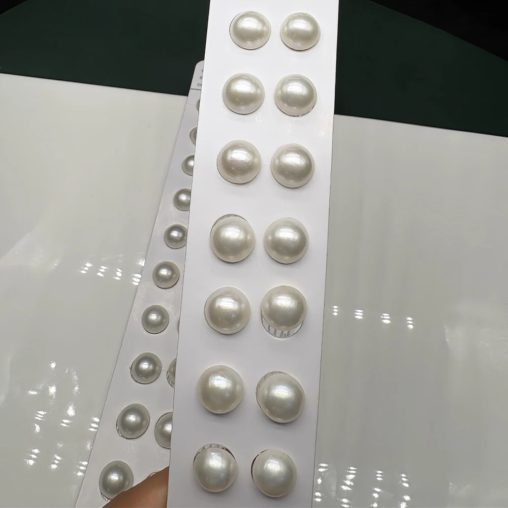 

9-10mm White Color Natural Seawater Mabe Pearl Pairs Nearly Flawless Loose Real Mabe Pearl Beads for Earrings Making Jewelry DIY