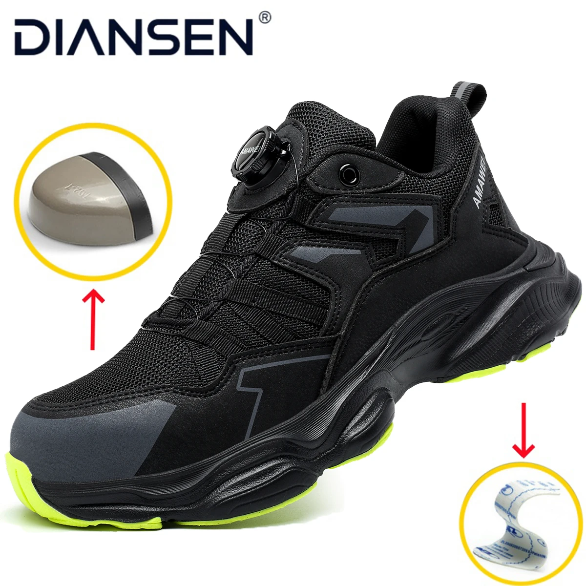 Steel Toe Safety Shoes Men, Anti-Puncture Anti-Smash Non Slip Industrial Work Boots Lightweight Breathable Protective Shoes