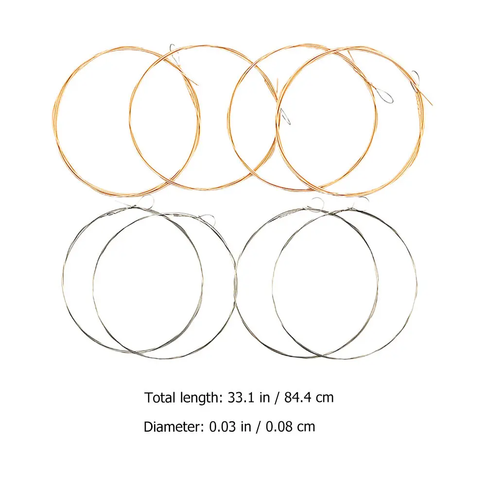 8Pcs Mandolin Replacement Strings Metal Steel Strings for Improved Sound Clarity Transparency Resonant Warm Professional Use