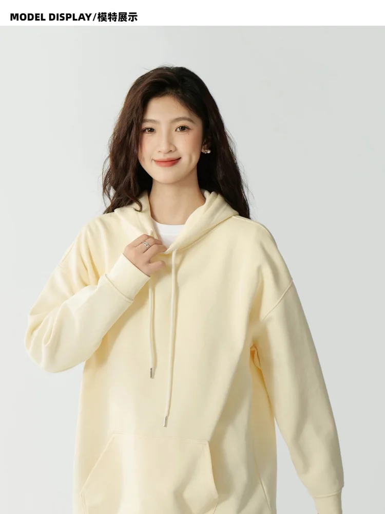 DIY Custom Logo Black Hooded Sweatshirt Pure Cotton Long-Sleeved Pullover Casual Top for Men And Women Autumn Winter Fashion