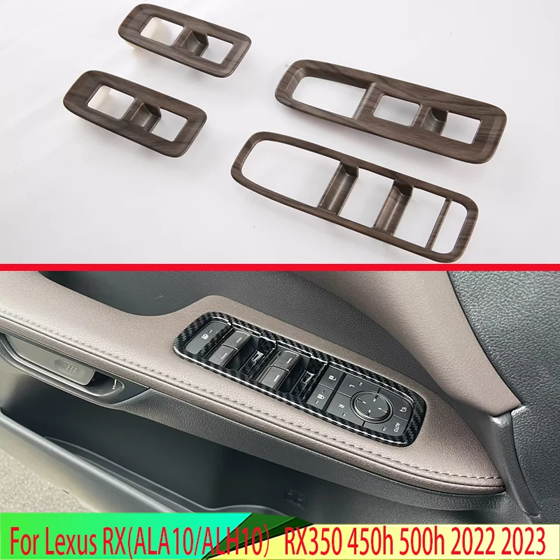 For Lexus RX(ALA10/ALH10）RX350 450h 500h 2022 2023 Carbon Fiber Style Door Window Armrest Cover Switch Panel Trim Molding