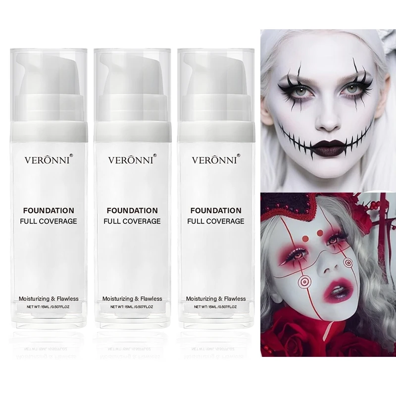 Weiße Flüssig-Foundation Pure White Toning Cream Foundation, Gesichts- und Körpermalerei-Produkt für Cosplay, Mardi Gras und Karneval