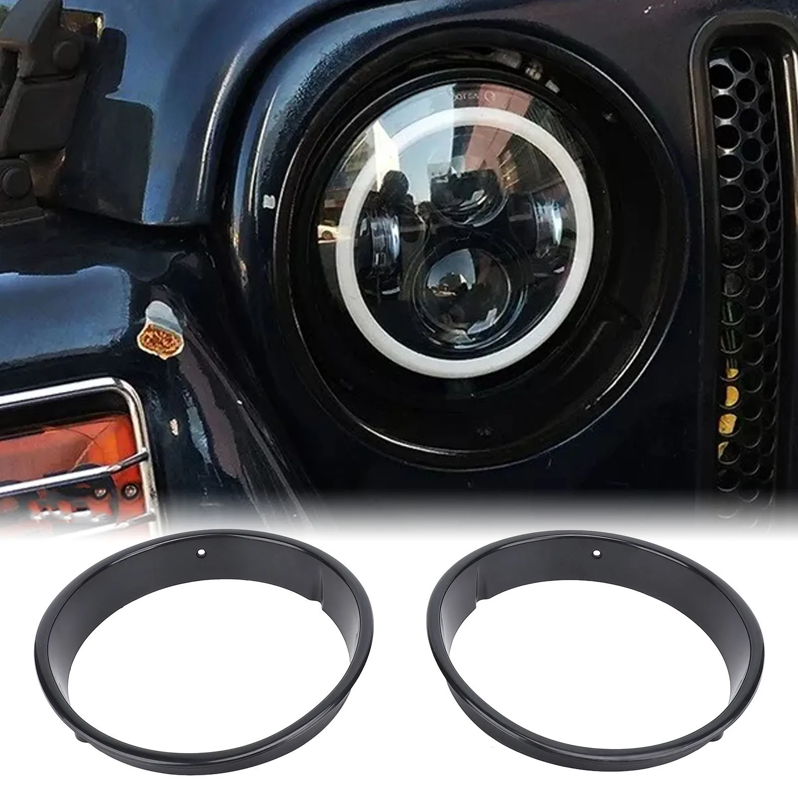 غطاء إطار المصباح الأمامي مقاوم للخدش ديكور أسود للمصابيح الأمامية حلقات الكسوة لـ 1997 إلى 2006 إطار المصباح الأمامي #1
