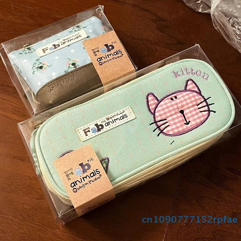 1 Pc Große Kapazität Stift Tasche Kawaii Kätzchen Bleistift Fall Doppel Schicht Für Studenten Beutel Halter Box Büro Schreibwaren