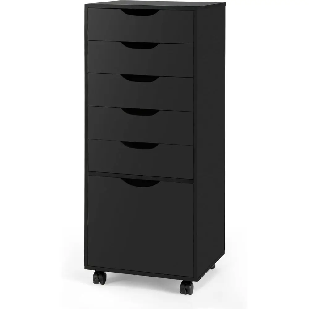 

5-Drawer Storage Cabinet with Casters, Chest of Drawers, Mobile Cabinet for Home and Office, Under Desk Organizer, Black