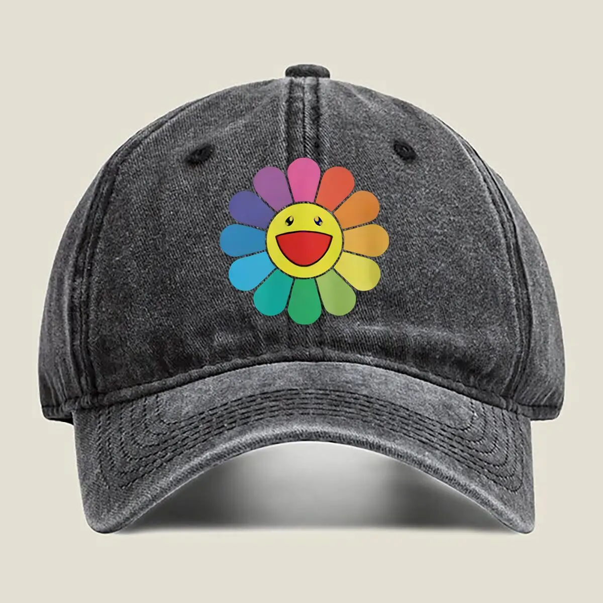 

Colorful Flower Pop Art Washed Baseball Cap
