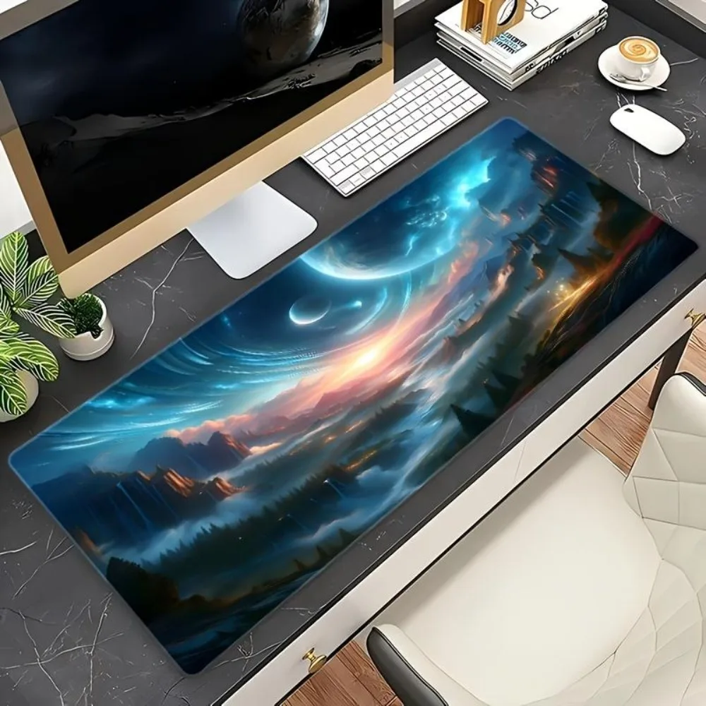 Science fiction mountain pattern table mat Anti-slip gaming table mat for preventing slips decoração setup gamer mousepad gamer