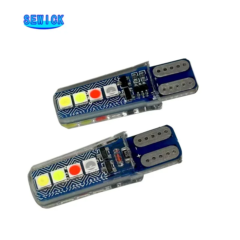 

100pcs T10 W5W RGB led Strobe Flash light 194 168 LED blink Light Bulb Clearance Lights Car side wedge parking 12V Lights
