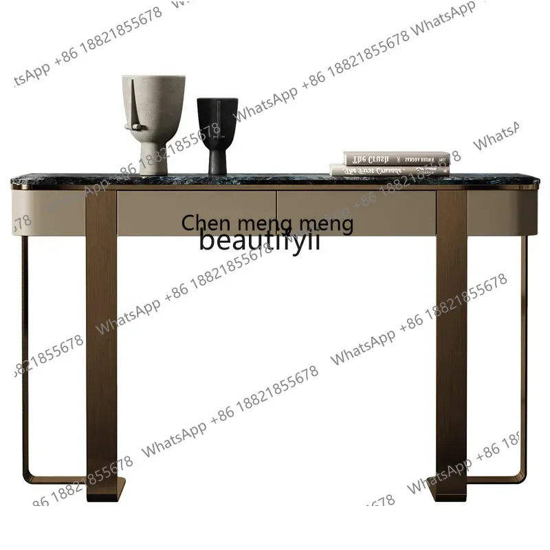 XzqItalian ضوء فاخر الرخام الطبيعي مدخل خزانة غرفة المعيشة مدخل الممر طاولات وحدة التحكم الحجرية الفاخرة #2