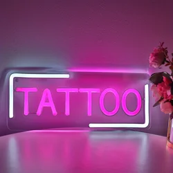 1pc White Pink TATTOO LED Neon Sign Light, For Tatto Shop Hair Salon Shop Decoration Mood Lamp, USB Powered