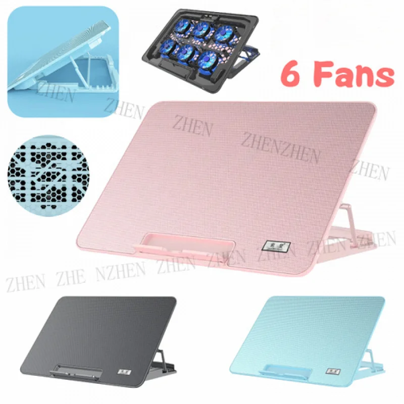 

Y Laptop Cooler Notebook Pad Radiator 6 Cooling Fan Table Stand Gaming Video USB