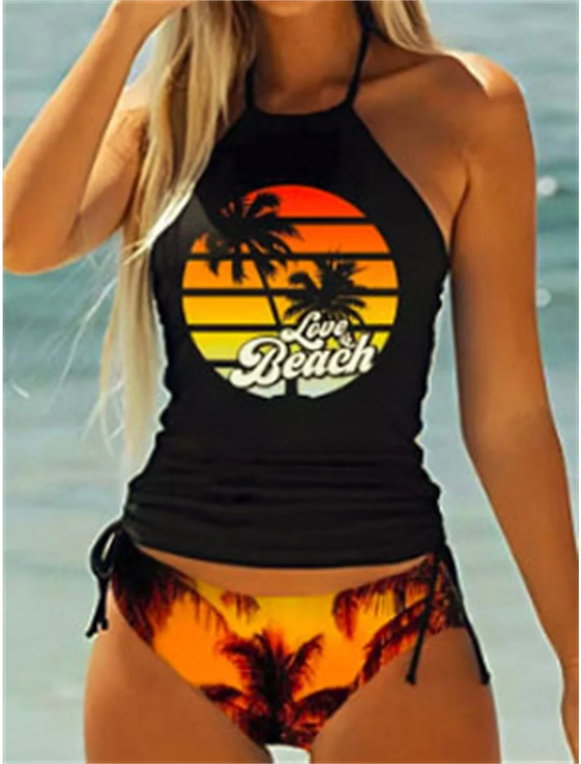 Tweedelige dames bikiniset met tropische print zomervakantie badpak dame print tankini tops zomer strand badmode