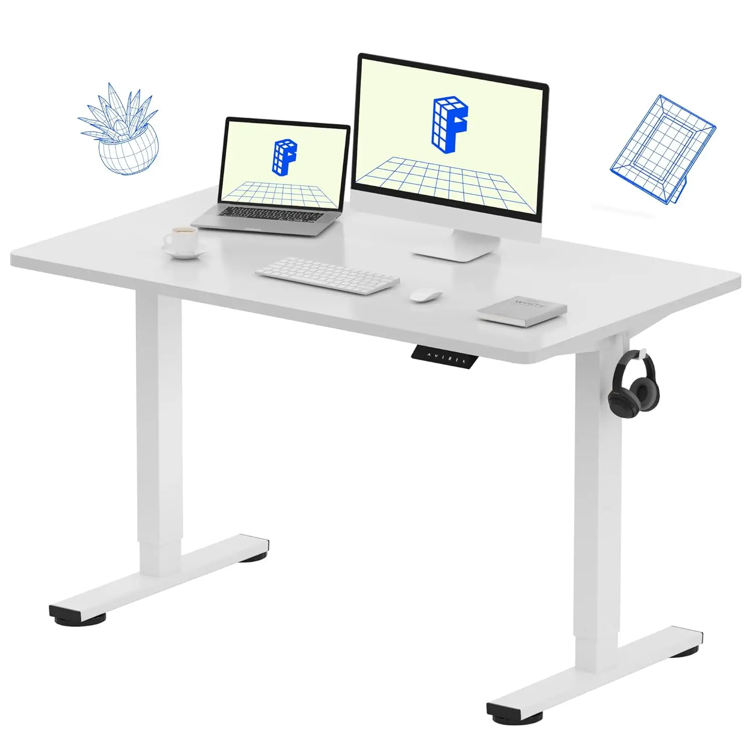 One-Piece Standing Desk, 48"x24" Seamless Desktop Electric Height Adjustable Desk For Home Office,, Customized