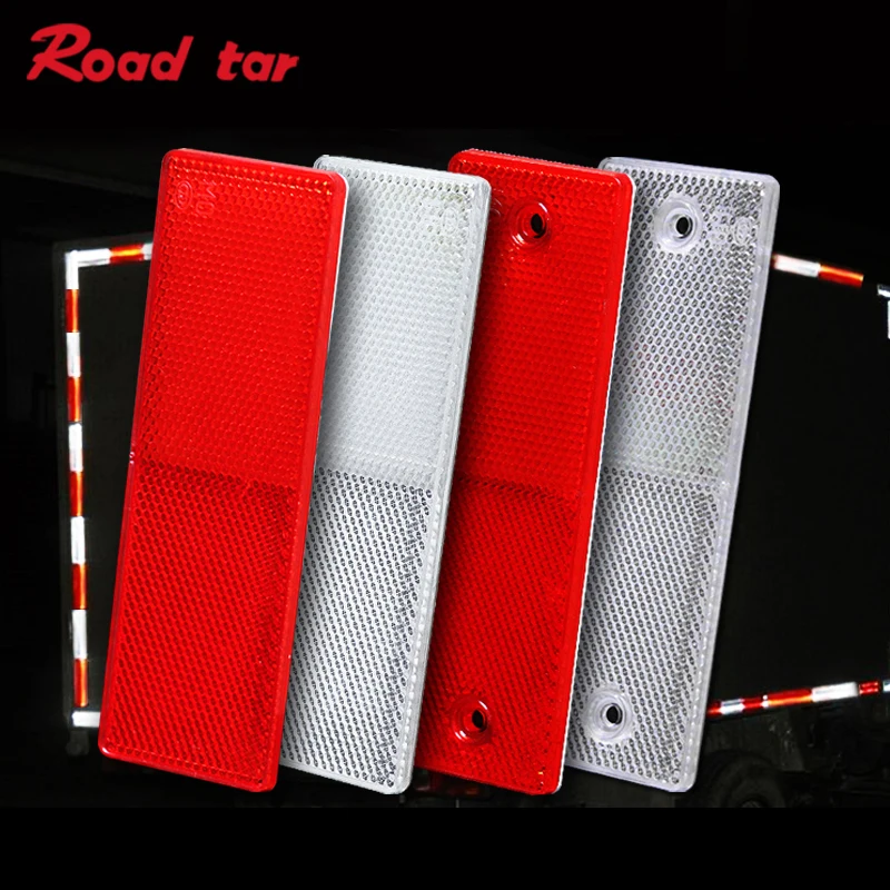 Roadstar Hot Sell 2PCS/Lot Red and White Plastic Retro Reflector for Car Truck Vehicle Reflective Sticker for Road Safety 