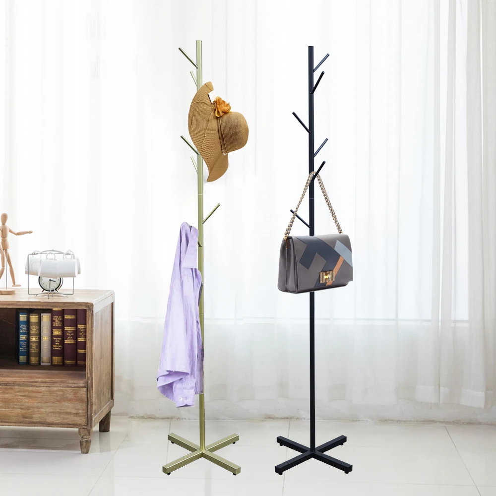 Modern Metal Coat Rack Free Standing 7 Hooks Hall Tree in Corner Hat Hanger & Coat Racks Stand Entryway Organizer for Clothes