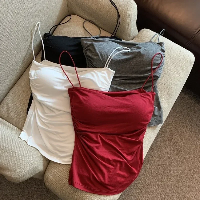 

Summer Camis Tank Tops Women Thin Strap Bra Tanks For Woman Solid Color Casual Korean Style Female Top