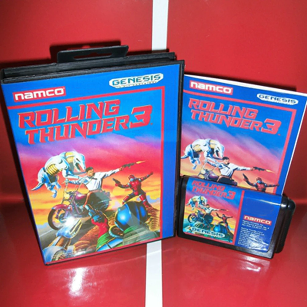 Rolling Thunder 3 with Box and Manual Cartridge for 16 bit Sega MD game card Megadrive Genesis system