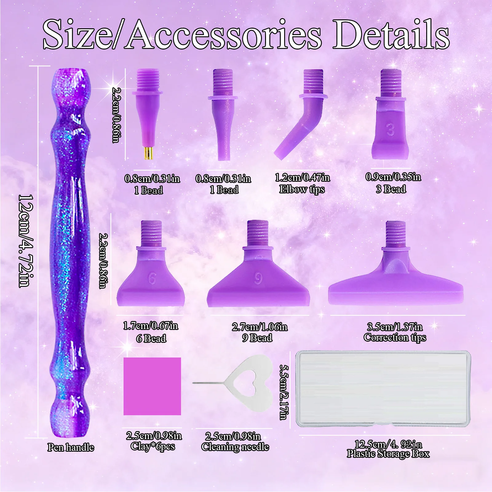 16-Piece 5d Diamond Painting Dotting Pen Set, Diy Tool Set, Includes 7 threaded nibs and diamond embroidery accessories, etc.