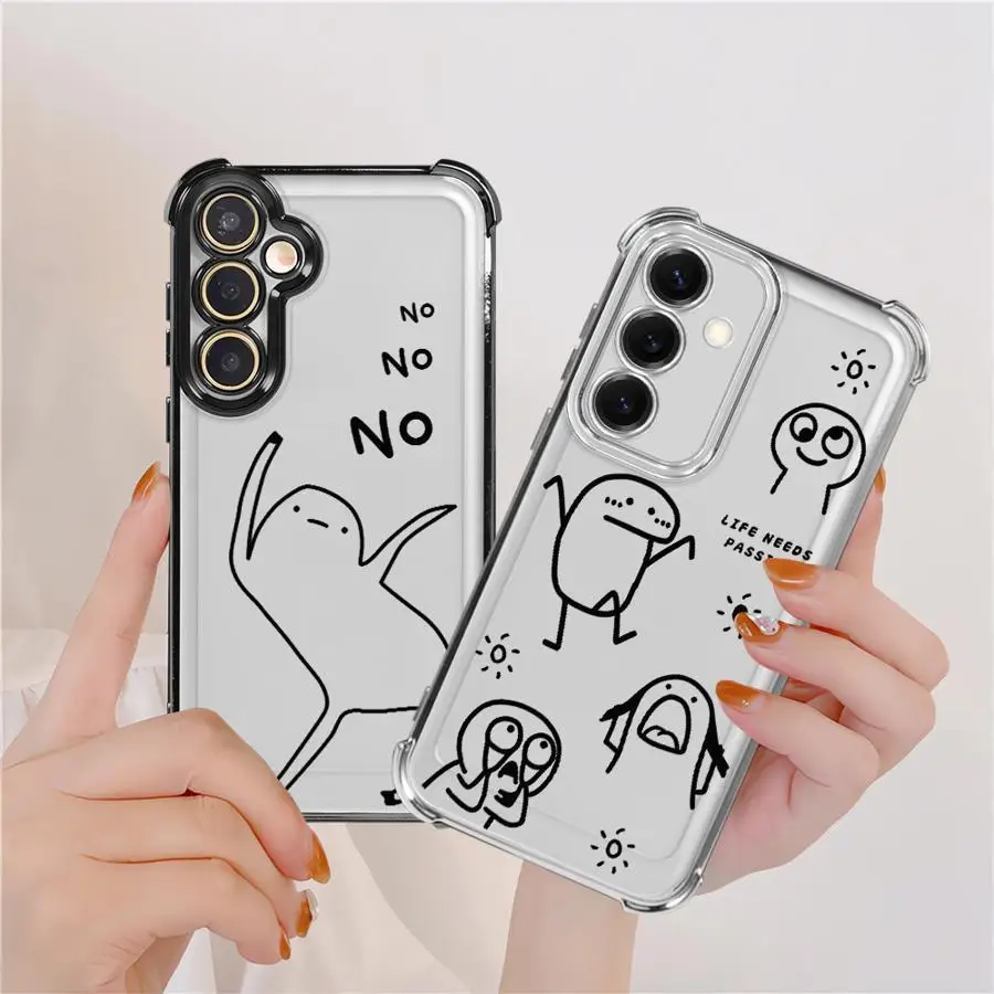 Cartoon Line People Phone Cover Case for Samsung Galaxy A13 A15 A26 A21s A25 A16 A52 A17 A35 A36 A33 A24