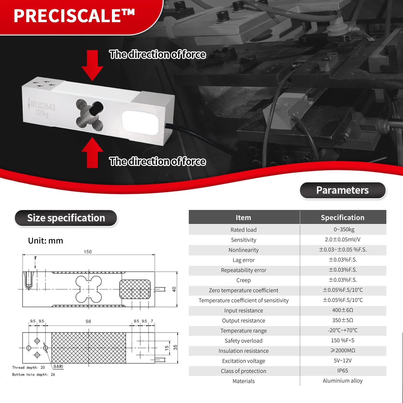 

Load Cell Sensor+Digital Force Gauge,For Testing Tensile And Compressive Forces,Aluminum Alloy,Dynamic Measurement,RS 232