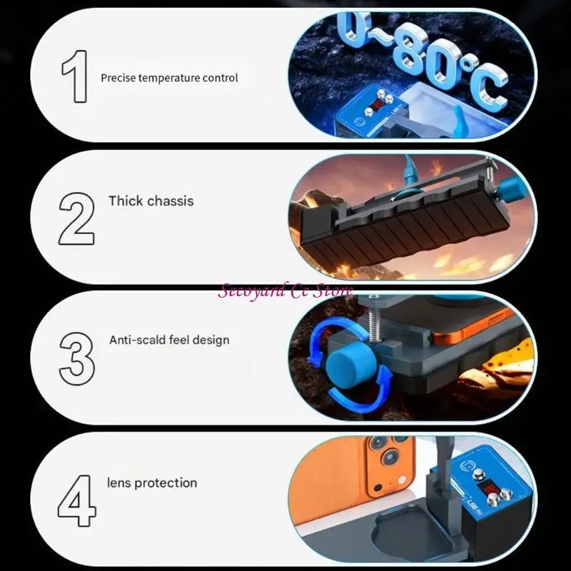 

Нагревательная пластина цифрового дисплея N3UC для замены экрана телефона с утолщенным основанием и термостойкой ручкой, в