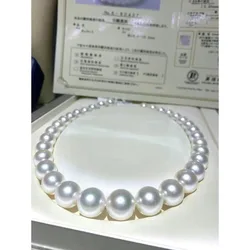 AAAAA 10-11mm Natural Nanhai Genuine White Round Pearl Necklace Light Luxury Exquisite Premium Women's Necklace 14K-