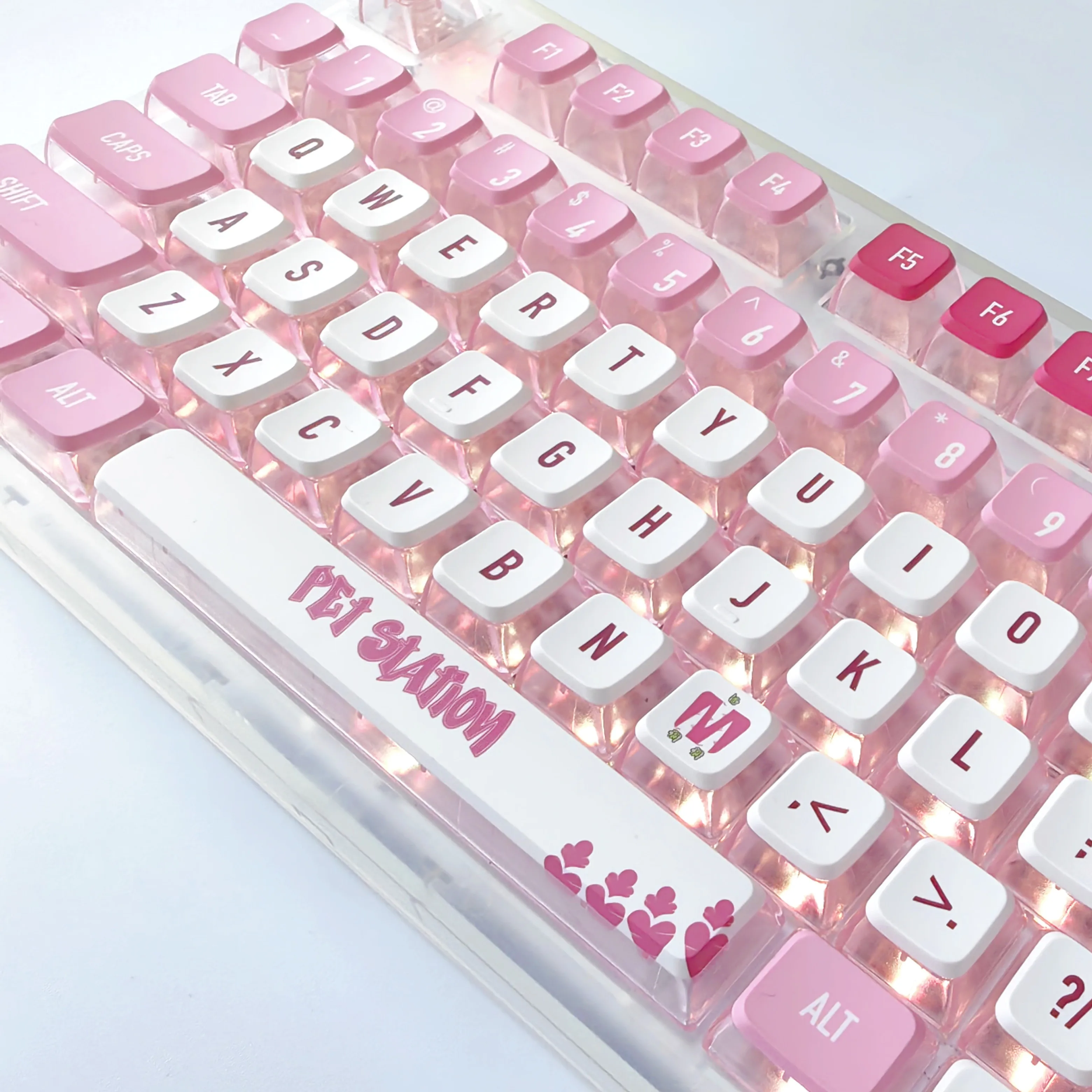 Capuchons de clavier transparents 118-prédire, sublimation PBT .co.jp, double peau, rose lait, translucide