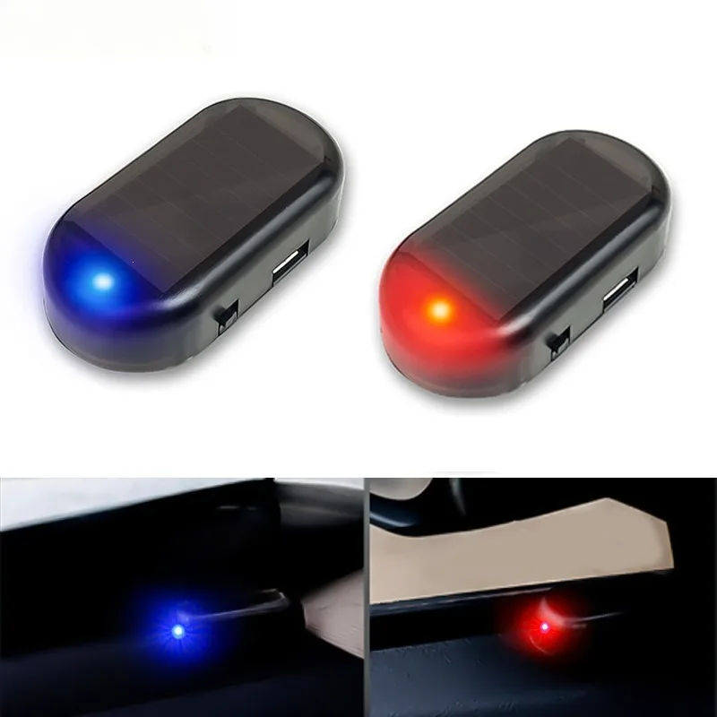 Solar Powered Fake Car Security Light, Simulated Dummy Alarm Lamp, Wireless Anti-Theft Warning LED Flashing Light
