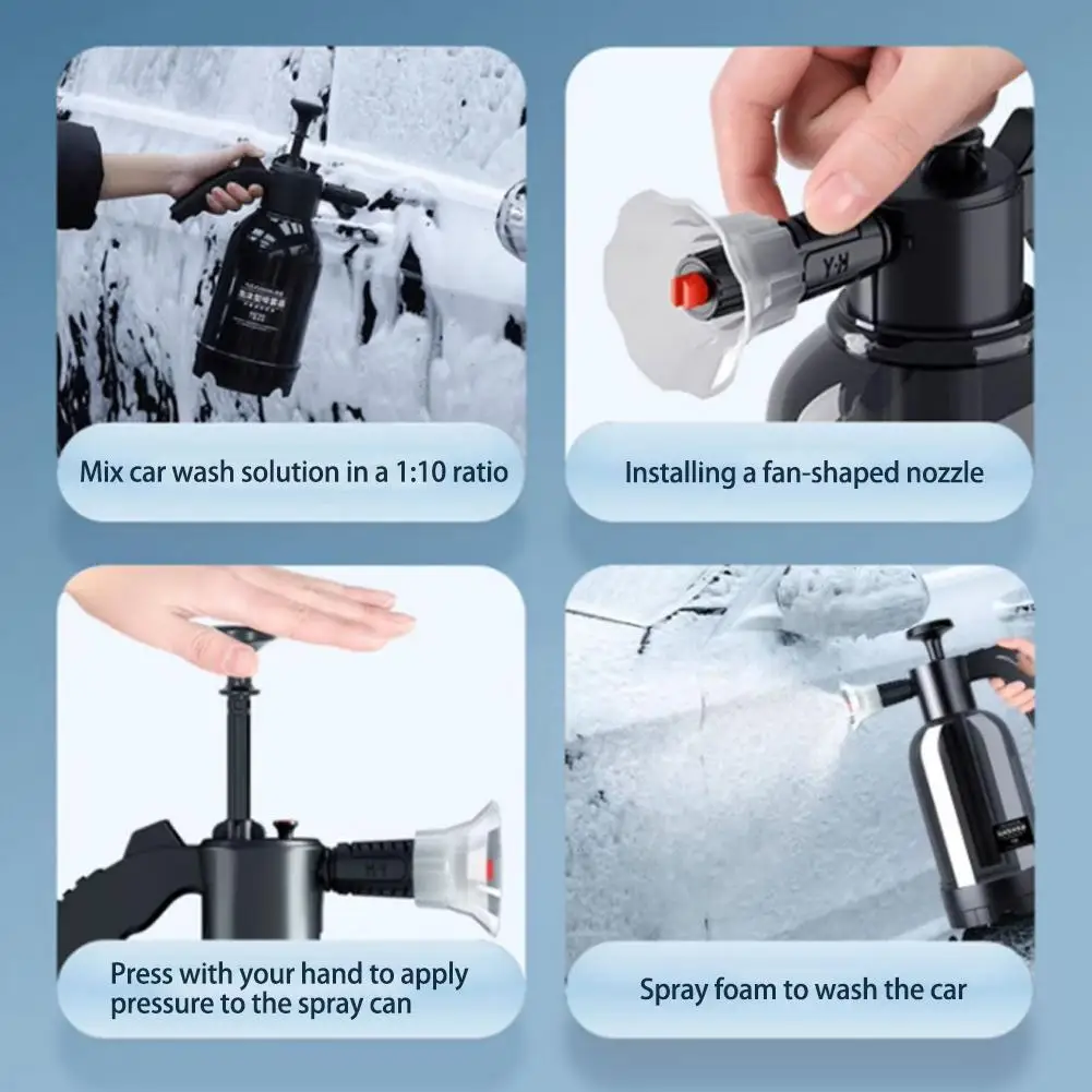 New 2L Hand Pump Foam Sprayer Washer Foam Pneumatic High Pressure Car Wash Spray Bottle Watering Can Gardening Tools