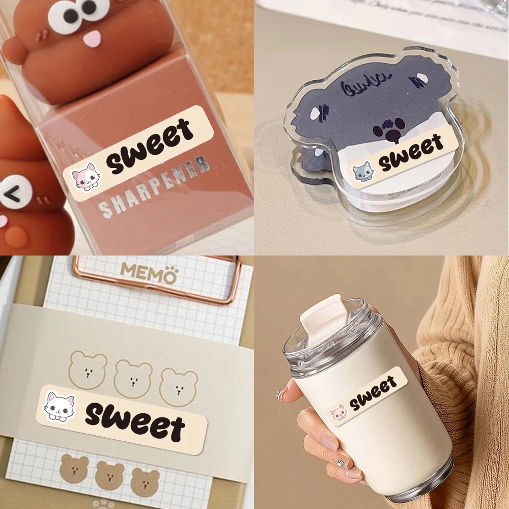 Custom calico cat Name Sticker,Transparent Waterproof Stickers for Kids,diy Name Labels for School Bottles Pen Box Mug Uniform