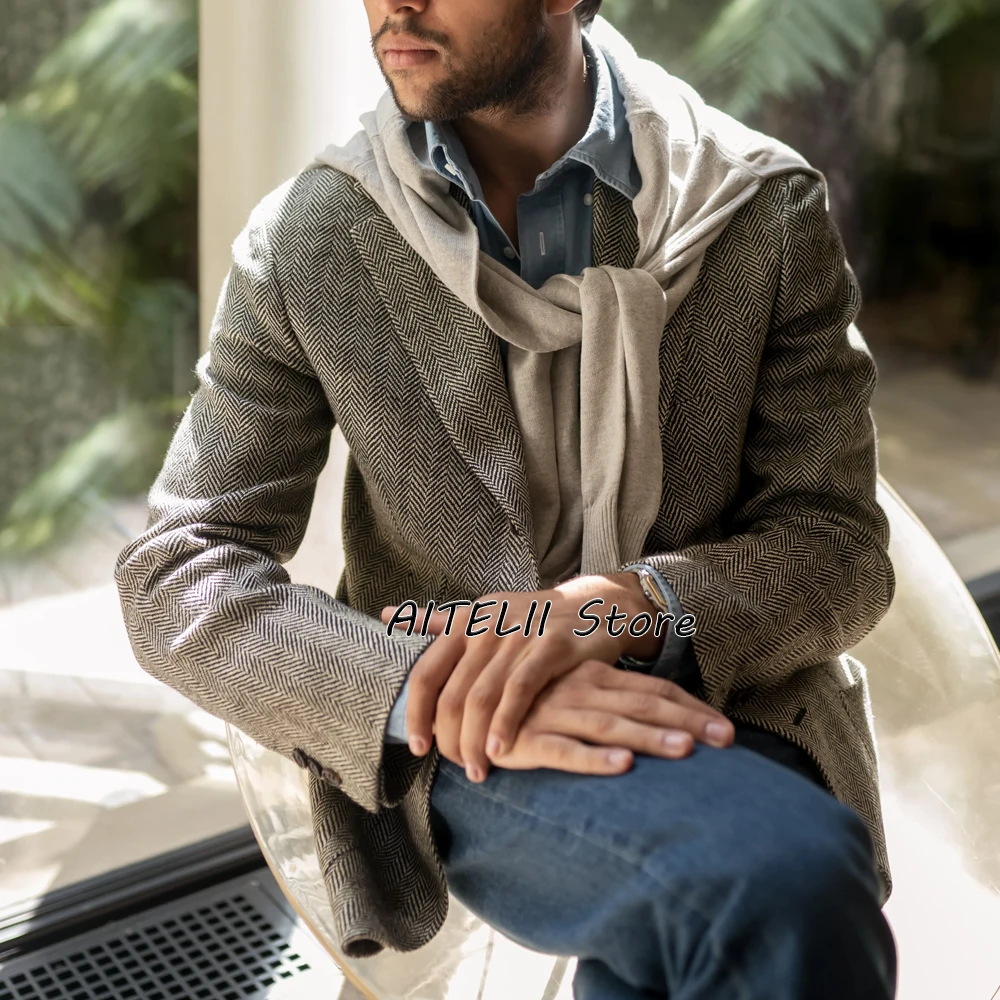 

Men's Herringbone Jacket Mens Coat Luxury Man Suit Jackets for Men Elegant Mens Coats Casual Man Blazers New in Suits & Blazers