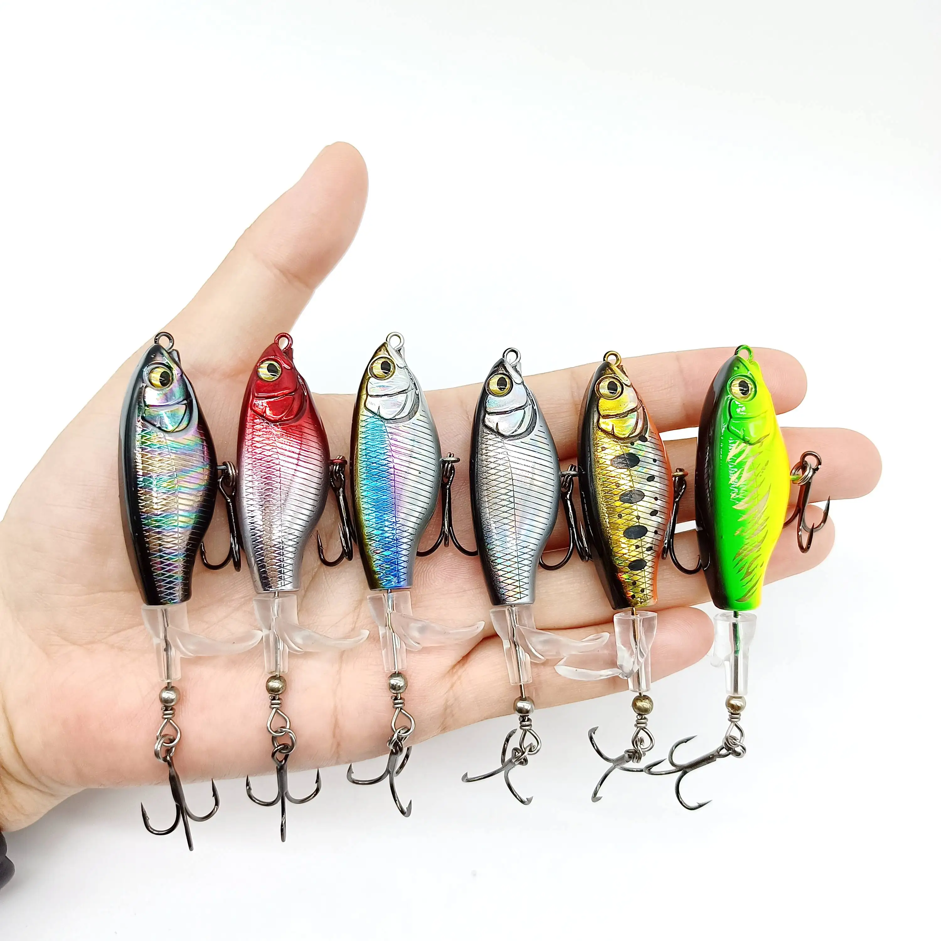 DUODUOYU 1PCS Topwater Fishing Lure 6g/12g Whopper Popper Artificial Bait Hard Plopper Soft Rotating Tail Fishing Tackle