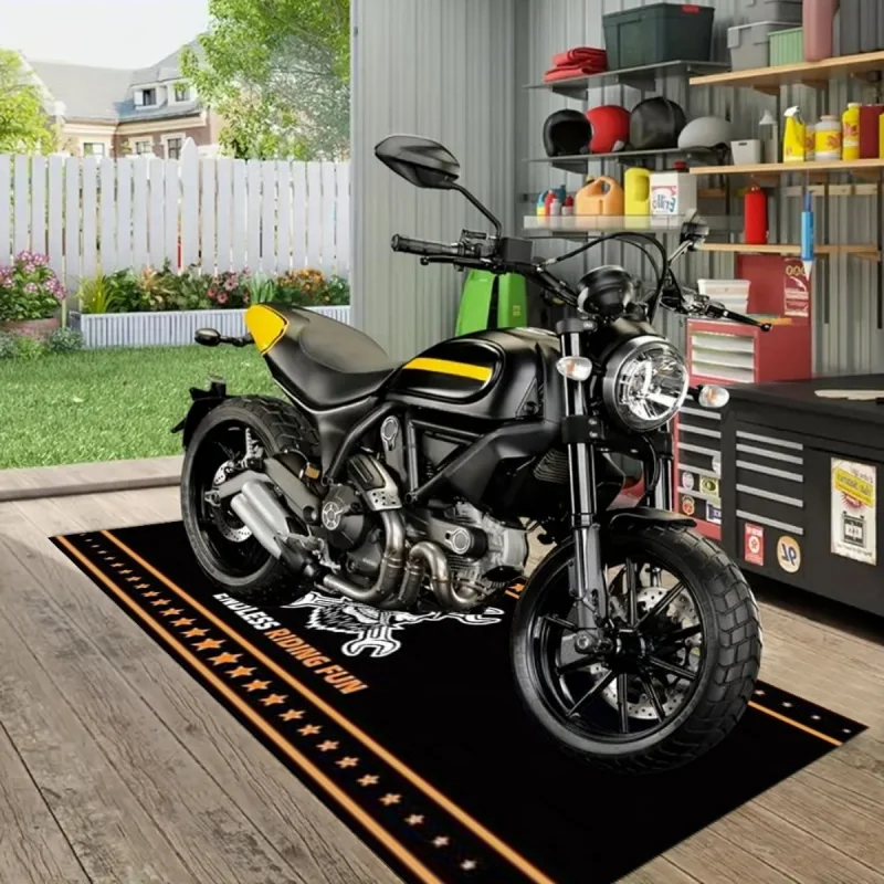 VIKAMA Skull Wrench Motorcycle Garage Mat Oil Resistant Wear-Resistant Racing Display Carpet for Workshop Home Decor view 4