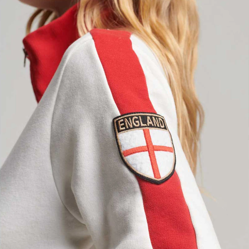 England Aesthetic Women\'s Slim Fit Zipper Sweatshirts 2000s Retro Grunge High Collar Hoodies Girls Jacket Coat Y2k Clothing Top