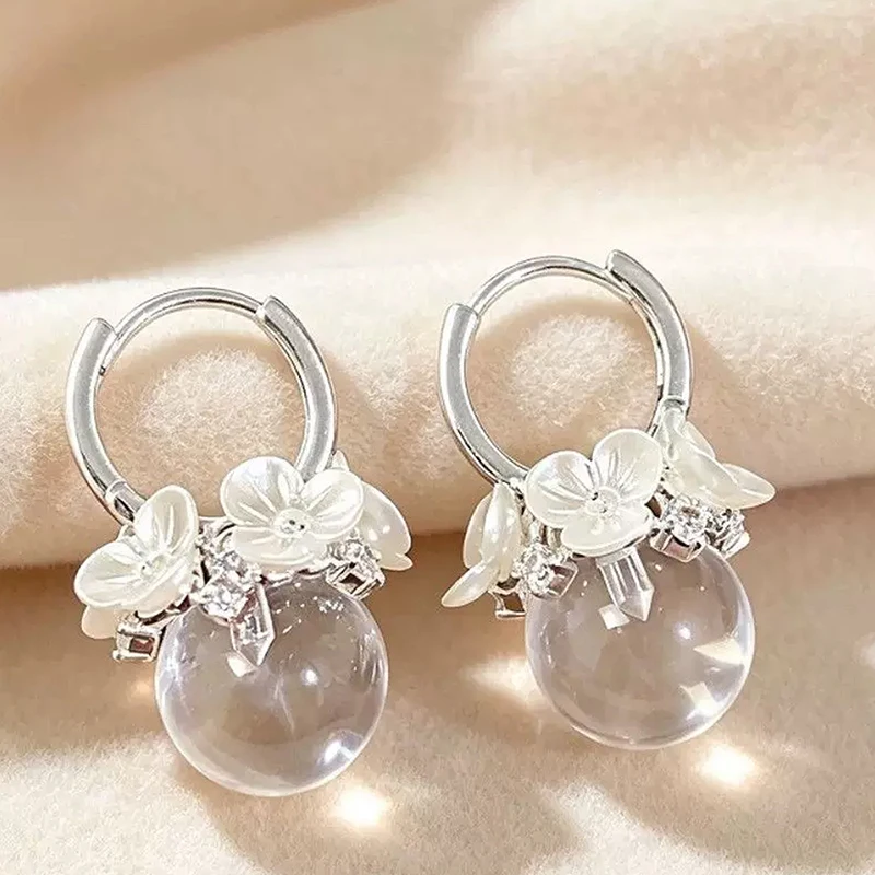 GANPUP Trendige Blumen Transparente Perlen-Ohrhänger für Damen Mode Neue Schnallen-Schmuck Geschenk Party Hochzeit серьги женски – Detail 4