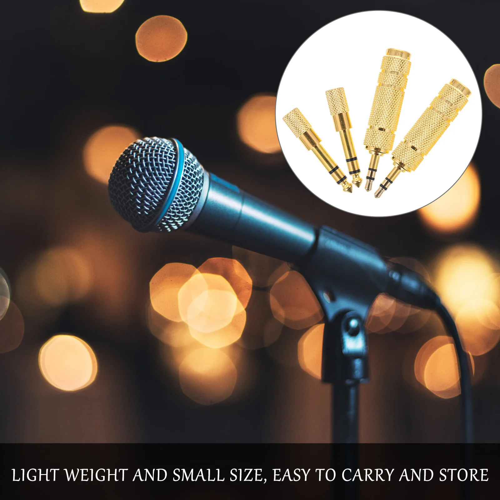 

4Pcs Zinc Alloy Audio Conversion Adapter Durable Easy Plug for Microphone Speaker Mixer Compatible 6.5mm to 3.5mm Jack Adapter