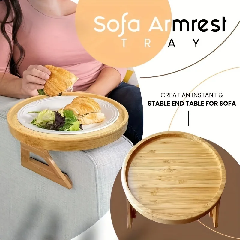 Foldable Bamboo Sofa Armrest Tray: Perfect for Instant & Stable End Table for Sofa Hardwood Construction