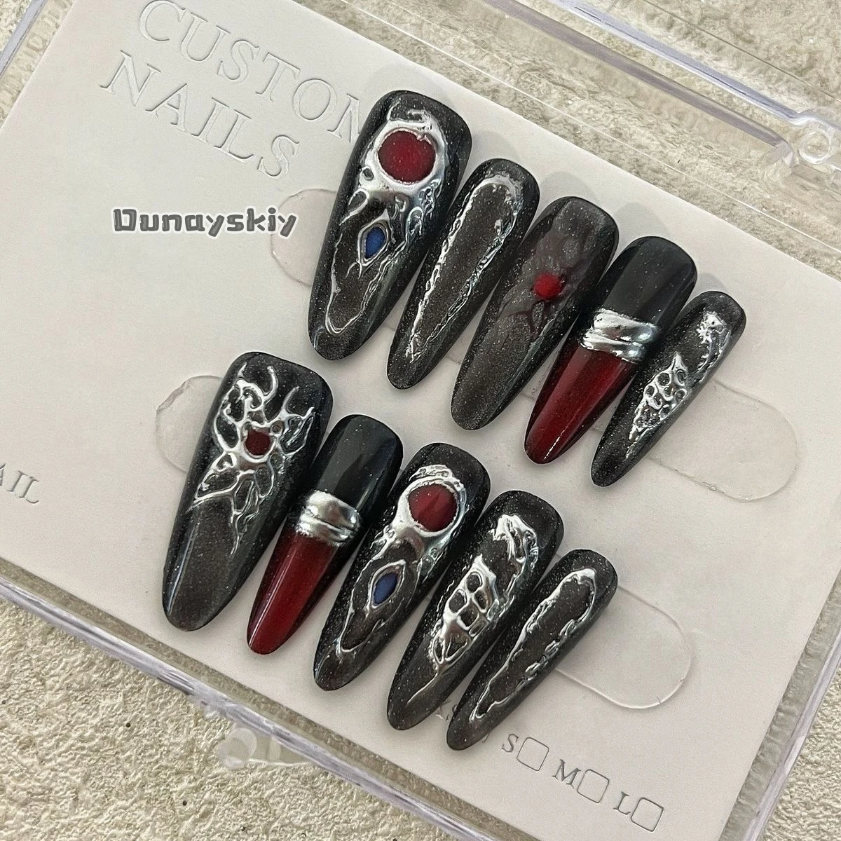 KS*11New Role Valko Love and Deepspace Cosplay Gothic Darkness Decora Nails Character Accessory Halloween Carnival Disguise Nail view 3