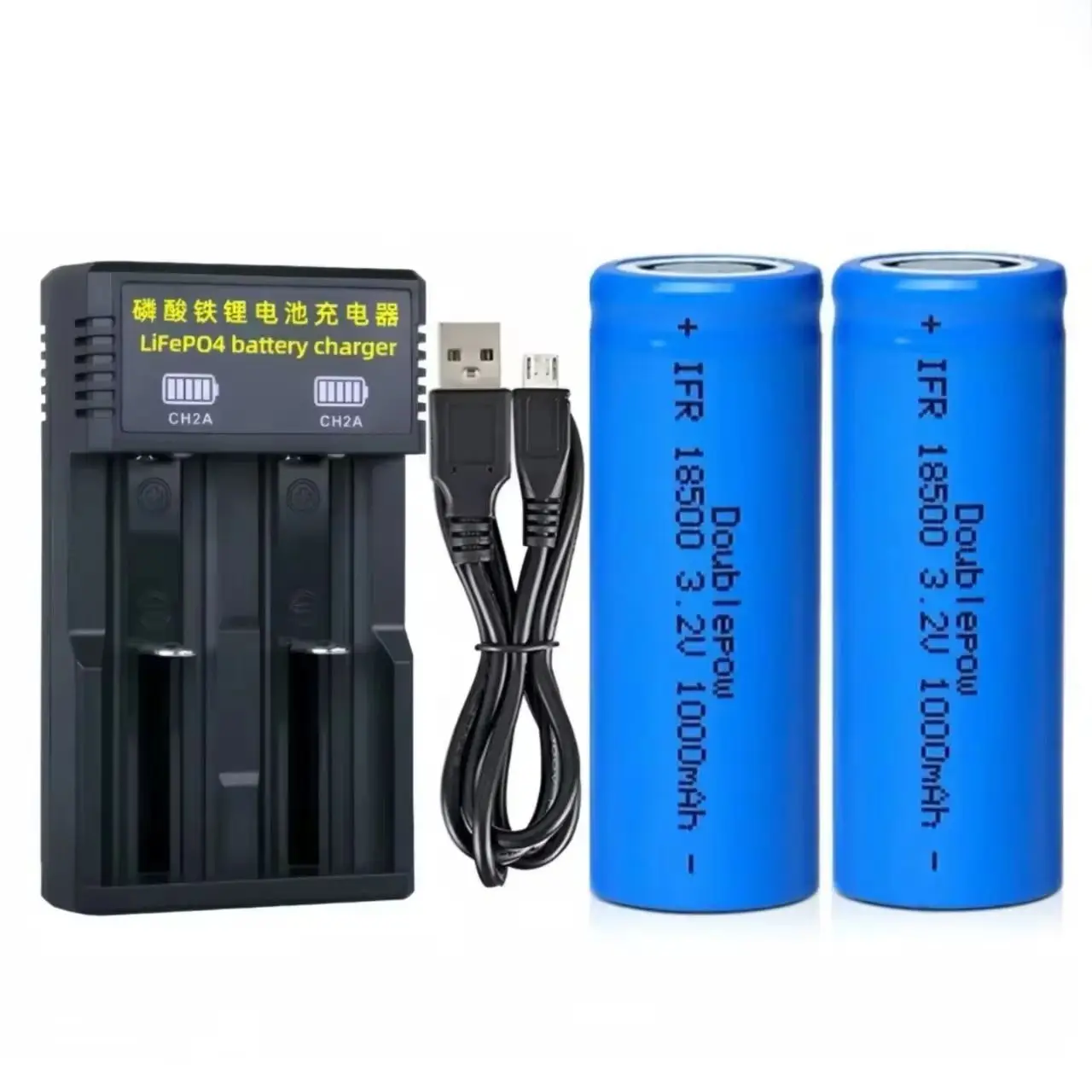 Batería LiFePO4 18500, 3,2 V, 1000mAh, cargador de batería Lifepo4 para linterna, afeitadora, consola de videojuegos, teclado inalámbrico, lámpara de mesa