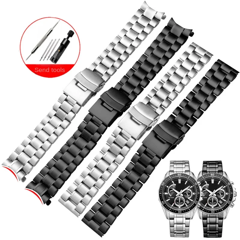 

Replacement MTP-1375 EFV-540 500 EFS-S510 EFB-650 Series Curved Interface Stainless Steel Watch Strap With 18/20/22/24mm