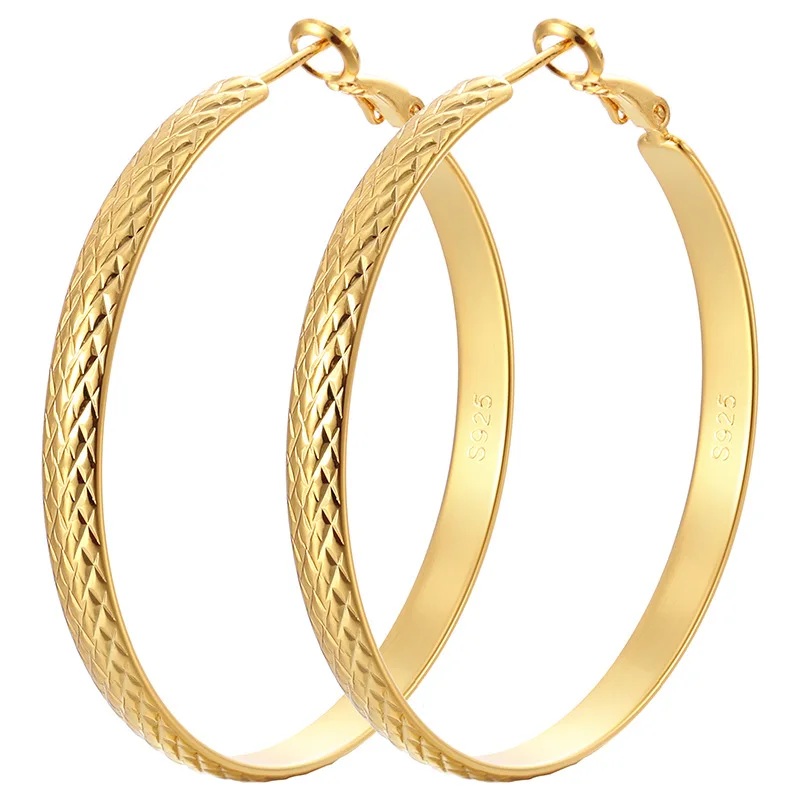 

Metal Brass 14k Gold Plated Crush Hoop Earrings for Women Hypoallergenic S925 Sterling Silver Post Earring Gift for Her